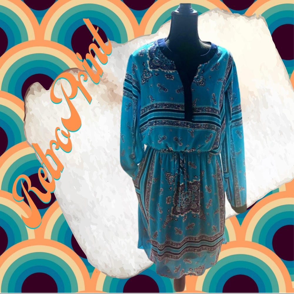 AGB | Blue paisley bandana print dress